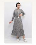 Moda Çizgi Plaid Dress Black Marketplace