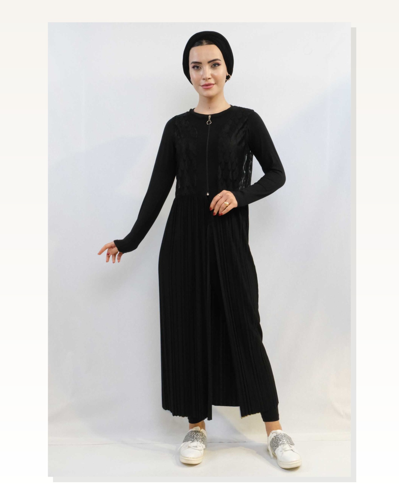 Moda Çizgi Pleated Vest Mc714 Black Marketplace blank