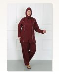 Moda Çizgi Plus Size Hijab Big Swimsuit Claret Red 44010 Marketplace