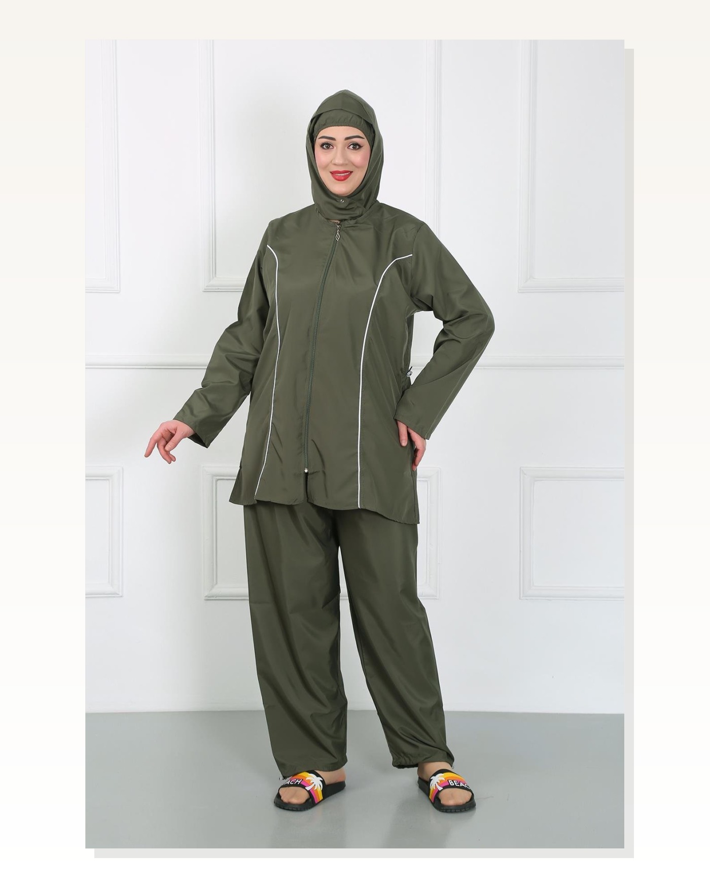 Moda Çizgi Plus Size Hijab Big Swimsuit Khaki 44010 Marketplace blank