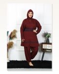 Moda Çizgi Plus Size Hijab Swimsuit 7XL-8XL-9XL-10XL Claret Red 55010 Marketplace