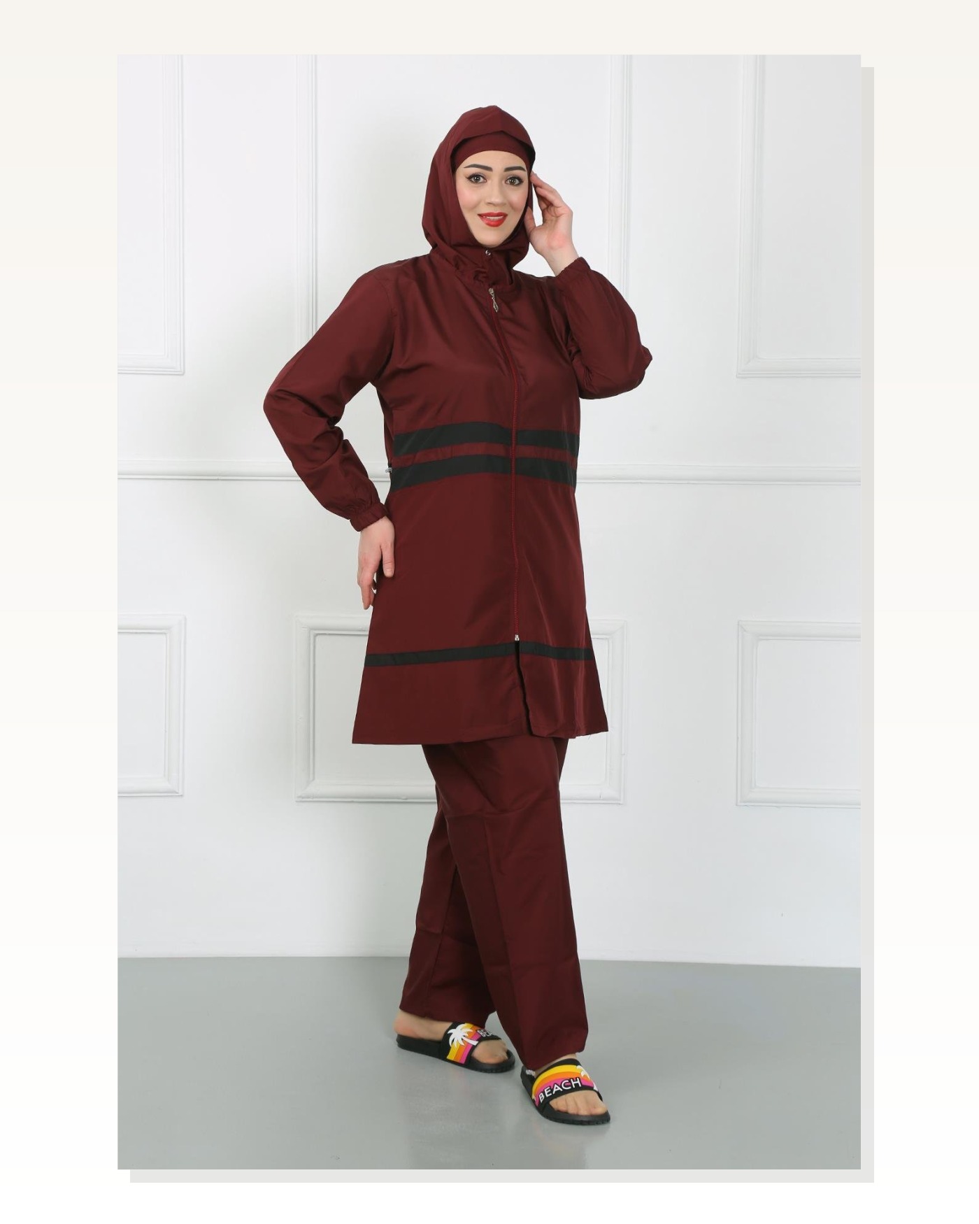 Moda Çizgi Plus Size Hijab Swimsuit Claret Red 44020 Marketplace blank
