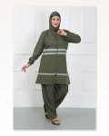 Moda Çizgi Plus Size Hijab Swimsuit Khaki 44020 Marketplace