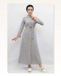 Moda Çizgi Seersucker Dress Gray Marketplace
