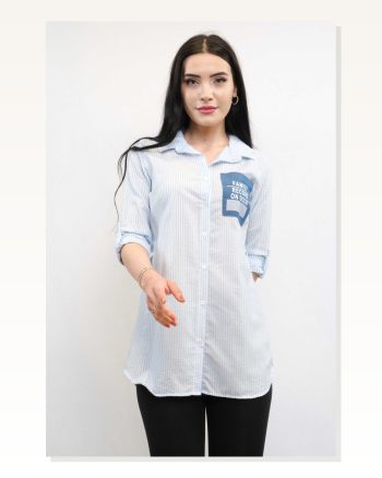 Moda Çizgi Seersucker Shirt Blue