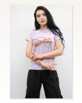 Moda Çizgi Shine Printed Tshirt Lilac