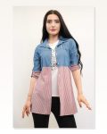 Moda Çizgi Shirt Undershirt T-shirt Double Suit Claret Red Marketplace