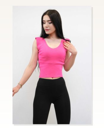 Moda Çizgi Sweater Model Knitwear Blouse Fuchsia