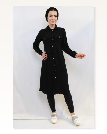 Moda Çizgi Tunic Shirt Black