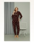 Moda Çizgi Welsoft Fleece Women's Hooded Pajama Set 8513