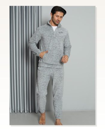 Moda Çizgi Welsoft Fleece Zippered Men’s Pajama Set 6840