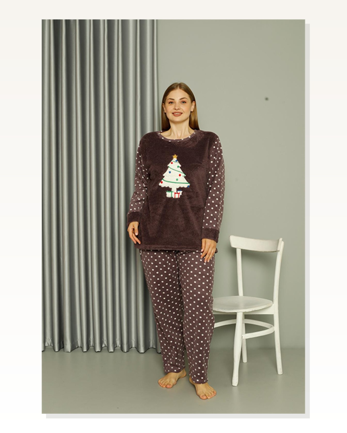Moda Çizgi Welsoft Polar Kadın Büyük Beden Mürdüm Pijama Takımı 808048 Marketplace blank