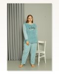 Moda Çizgi Welsoft Polar Kadın Büyük Beden Su Yeşili Pijama Takımı 808046 Marketplace