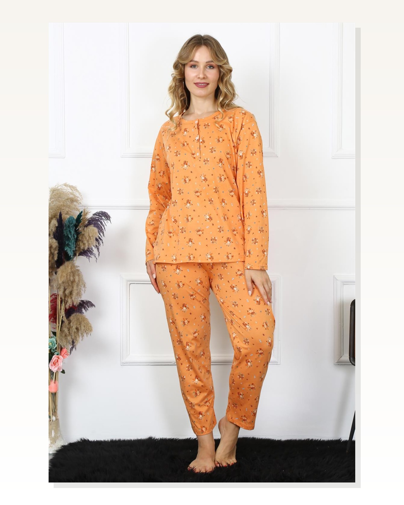 Moda Çizgi Women 4XL-5XL-6XL-7XL-8XL Plus Size Long Sleeve Pajama Set 75014 Marketplace blank