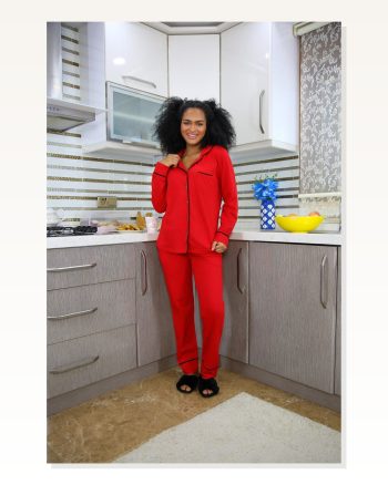 Moda Çizgi Women’s 100% Cotton Combed Front Buttoned Long Sleeve Pajama Set 2714