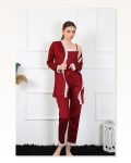 Moda Çizgi Women’s 3-Piece Claret Red Dressing Gown Set 16108 Marketplace