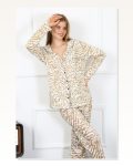 Moda Çizgi Women's Combed Cotton Long Sleeve Front Buttoned Pajama Set 2780
