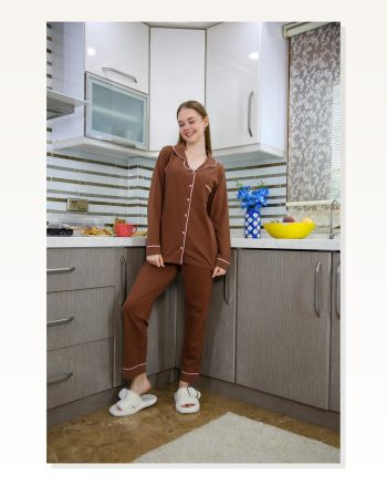 Moda Çizgi Women's Combed Cotton Long Sleeve Pajama Set 2773