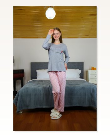 Moda Çizgi Women's Combed Cotton Long Sleeve Pajama Set 4116