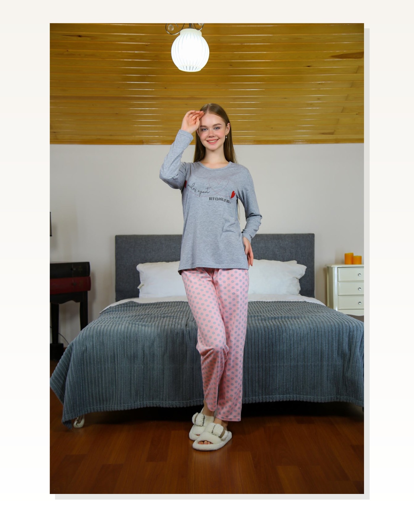 Moda Çizgi Women's Combed Cotton Long Sleeve Pajama Set 4116 Marketplace blank