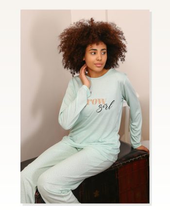 Moda Çizgi Women's Combed Cotton Long Sleeve Pajama Set 4188