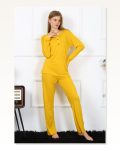 Moda Çizgi Women's Combed Cotton Long Sleeve Plaid Pajama Set 4167