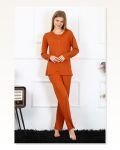 Moda Çizgi Women's Combed Cotton Long Sleeve Plaid Pajama Set 4168