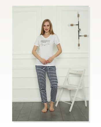 Moda Çizgi Women's Combed Cotton Pajama Set 4160
