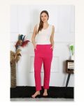 Moda Çizgi Women’s Cotton 3 Thread Bottom Tracksuit With Pockets Fuchsia 27510