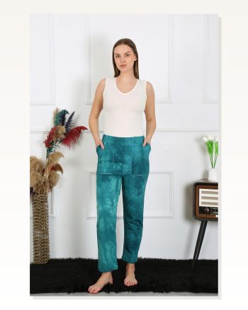 Moda Çizgi Women’s Cotton 3 Thread Bottom Tracksuit With Pockets Turquoise 27510