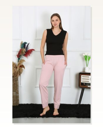 Moda Çizgi Women’s Cotton Combed Single Bottom Pajamas Powder 27512