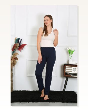 Moda Çizgi Women's Cotton Combed Single Bottom Pajamas Navy Blue 27514