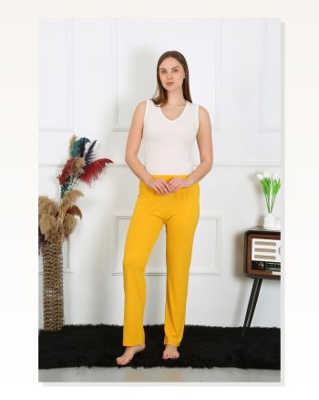 Moda Çizgi Women's Cotton Combed Single Bottom Pajamas Yellow 27513