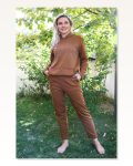 Moda Çizgi Women’s Cotton Hooded 3 Thread Brown Tracksuit with Pockets 9037 Marketplace