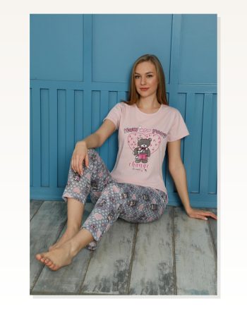 Moda Çizgi Women's Cotton Pajama Set 20502P