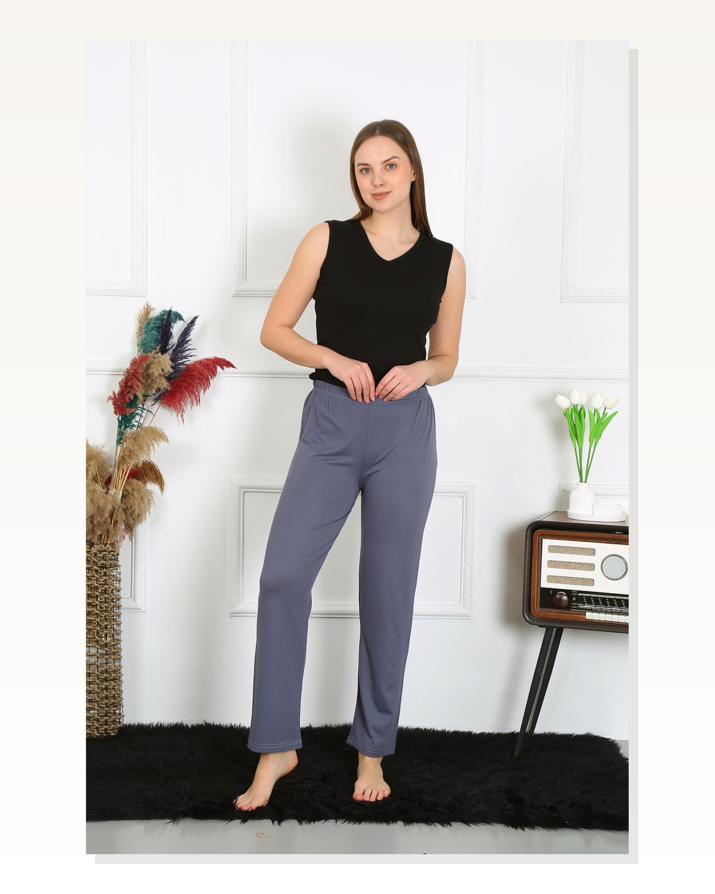Moda Çizgi Women's Cotton Single Bottom Pajamas 27524 Marketplace blank