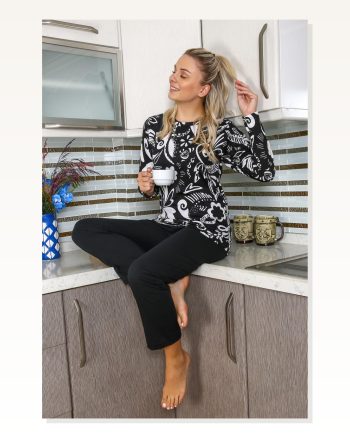 Moda Çizgi Women's Long Sleeve Combed Cotton Pajama Set 4171