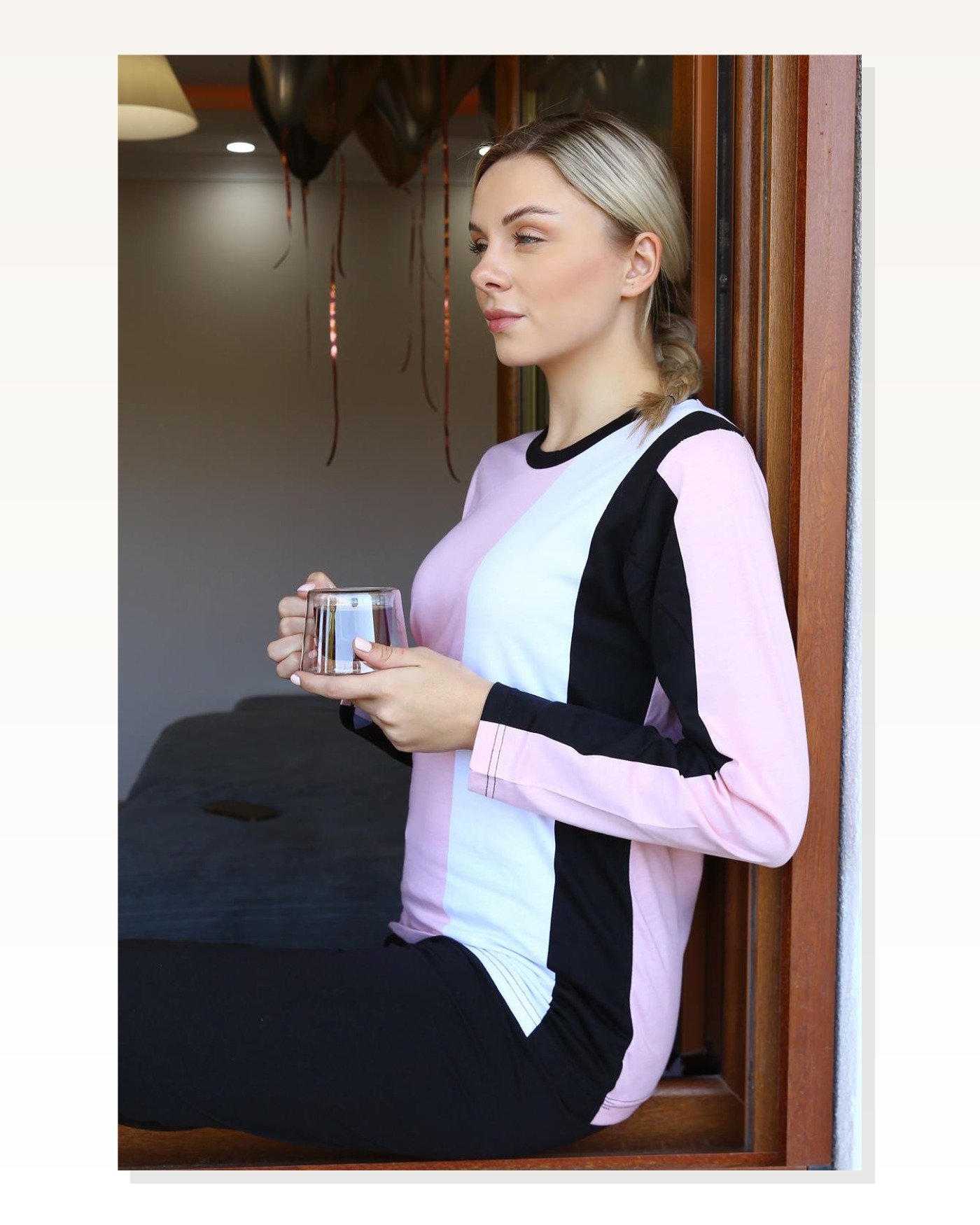 Moda Çizgi Women's Long Sleeve Combed Cotton Pajama Set 4173 Marketplace blank