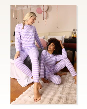 Moda Çizgi Women's Long Sleeve Combed Cotton Pajama Set 4175