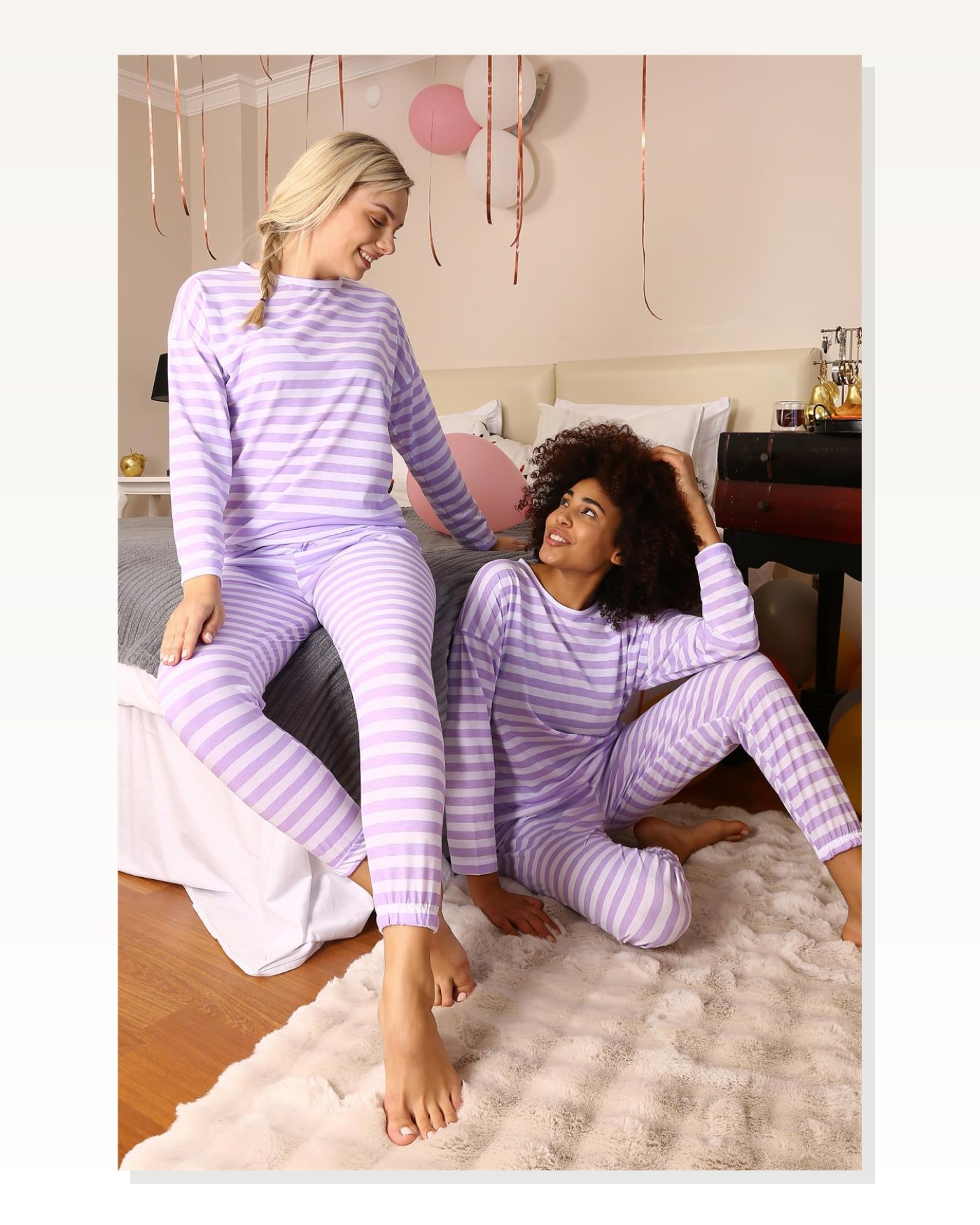 Moda Çizgi Women's Long Sleeve Combed Cotton Pajama Set 4175 Marketplace blank