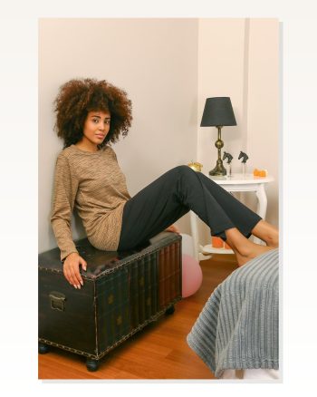Moda Çizgi Women's Long Sleeve Combed Cotton Pajama Set 4178