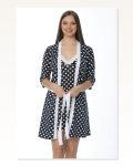 Moda Çizgi Women’s Navy Blue Polka Dot Nightgown Dressing Gown Set 1212 Marketplace