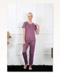 Moda Çizgi Women’s Plum Short Sleeve Pajama Set 20388 Marketplace