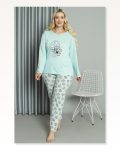 Moda Çizgi Women’s Plus Size Combed Cotton Long Sleeve Pajama Set 202211 Marketplace
