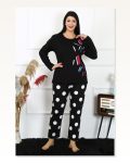 Moda Çizgi Women's Plus Size Combed Cotton Long Sleeve Pajama Set 202215