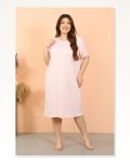 Moda Çizgi Women’s Plus Size Combed Cotton Short Sleeve Pink Nightgown 12502 Marketplace