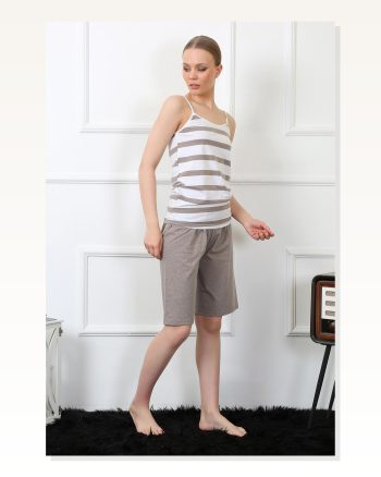 Moda Çizgi Women’s Rope Strap Capri Suit 3607