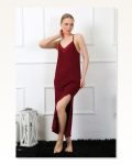 Moda Çizgi Women’s Rope Strap Claret Red Long Nightgown 901 Marketplace