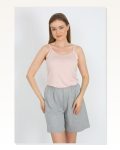 Moda Çizgi Women’s Rope Strap Cotton Combed Shorts Suit Powder 3619 Marketplace