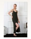 Moda Çizgi Women’s Rope Strap Khaki Long Nightgown 901 Marketplace